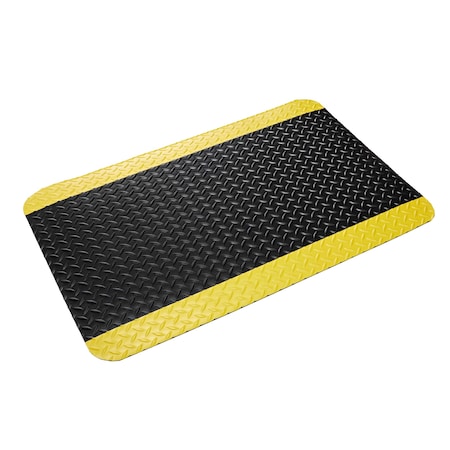 Crown Matting Technologies Antifatigue Mat, 3' L x 2' W, 7/8" Thickness, PVC, Black/Yellow WD 3423YB